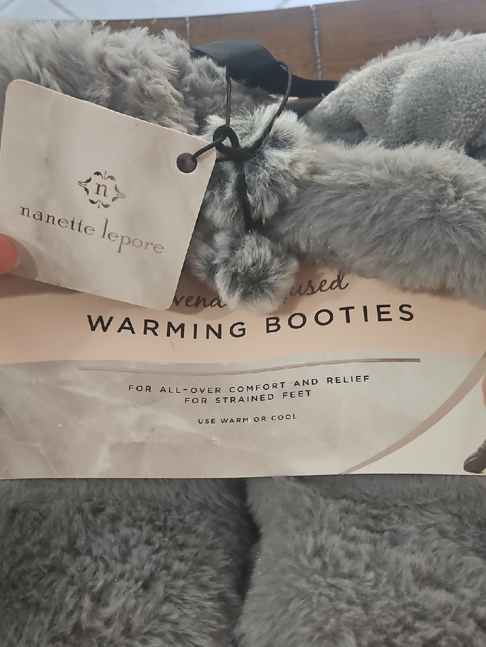 Nanette Lepore Plush Foot Warmers in Gray One Size - Picture 3 of 3